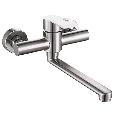 Stainless Steel Kitchen Faucets Hot And Cold Wall Mounted Tap Mixer Extendable Sink Cranes Gourmet Rotary Single Lever Balcony AK-C05