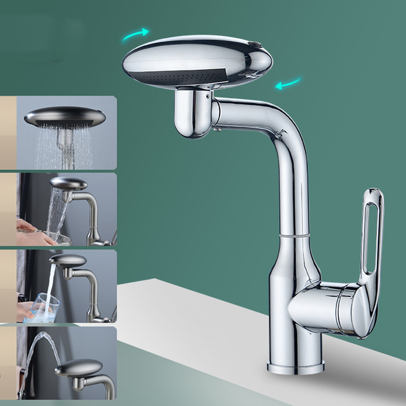 4 Modes robinets de lavabo eau chaude et froide, mitigeur d'évier en acier inoxydable, support de lavabo, accessoires de cuisine et de salle de bains AK-C11