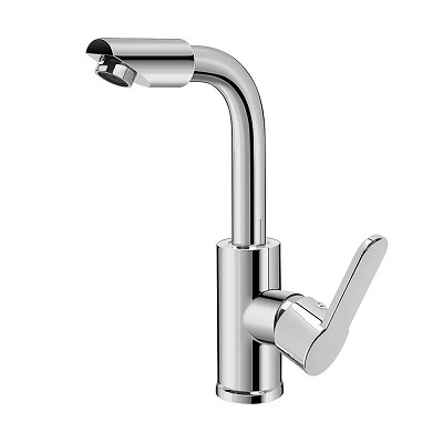 Silver Sink Faucet Hot and Cold Water 360° Rotation Deck Mounted Mixer Taps Kitchen Mouthwash Lavatory TM-FA-E002