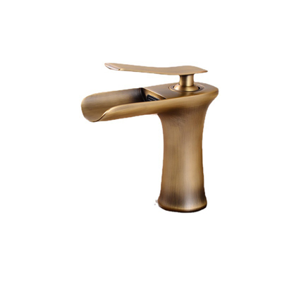 Gold Brass Sink Basin Faucets Hot Cold Water Single handle Mixer Bath Antique Faucet Waterfall Crane Taps TM-FA-E008