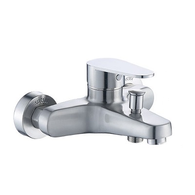 SUS 304 Stainless Steel Hot and Cold Wall Mounted Single Handle Two Holes Triple Sink Bathtub Tap Bathroom Shower Tub Faucet TM-FA-SS056