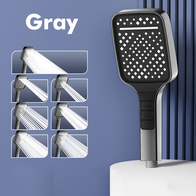 Moderne 7 Modes la tête de douche haute pression grandes précipitations une clé arrêt portable TM-SD-E701