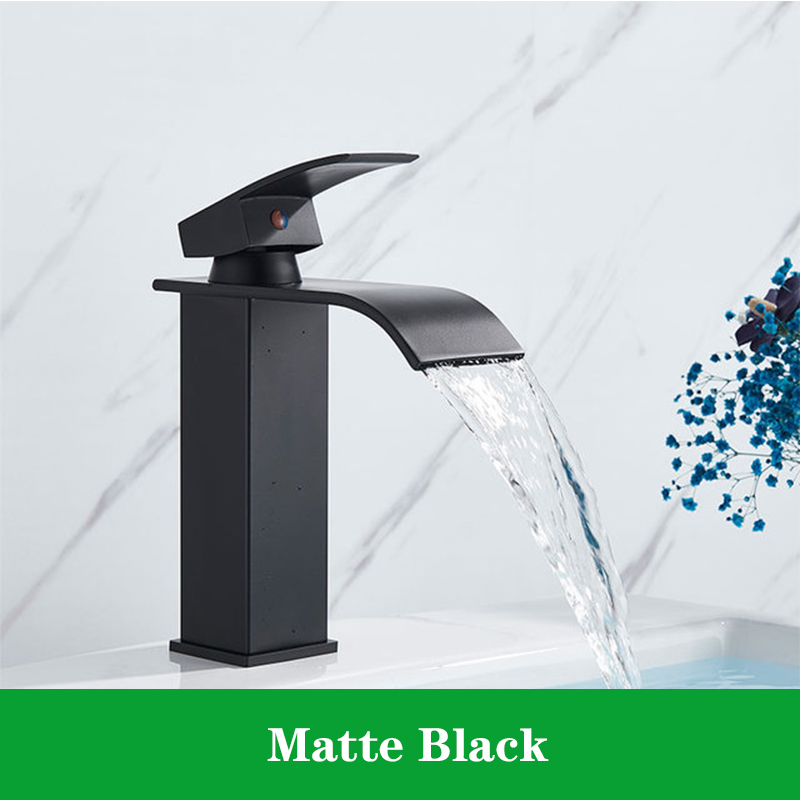 골드 유역 싱크대 수도꼭지 데크 장착 검은 색 냉수 폭포 폭포 화장대 믹서 탭 TORNEIRA WASHBASIN TM-FA-E001