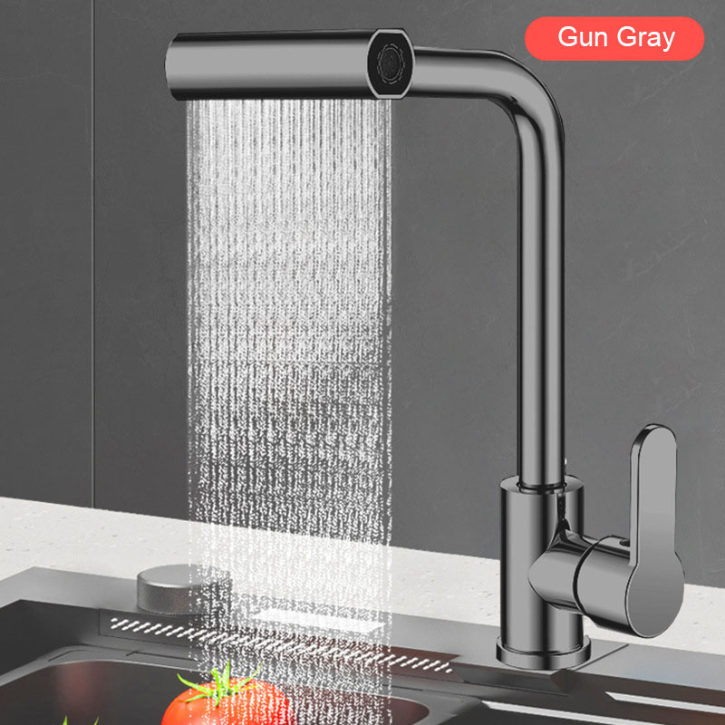 4 Robinets de cuisine Mode 360 Mélangeur d'eau chaude et froide rotatif, extractible, monté sur le pont, cascade, tête de pulvérisation, évier, robinet de salle de bains, TM-FA-E004