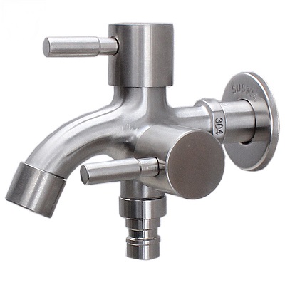 Water Tap Faucet Sink Basin Double Spout Double Switch for Washing Machine Kitchen Sink Garden Mop Pool Water Taps TM-FA-E009